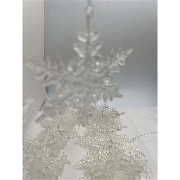 Christmas Snowflake Clear And Frosted Tree Ornaments Set Of 11 - Picture 3 of 5